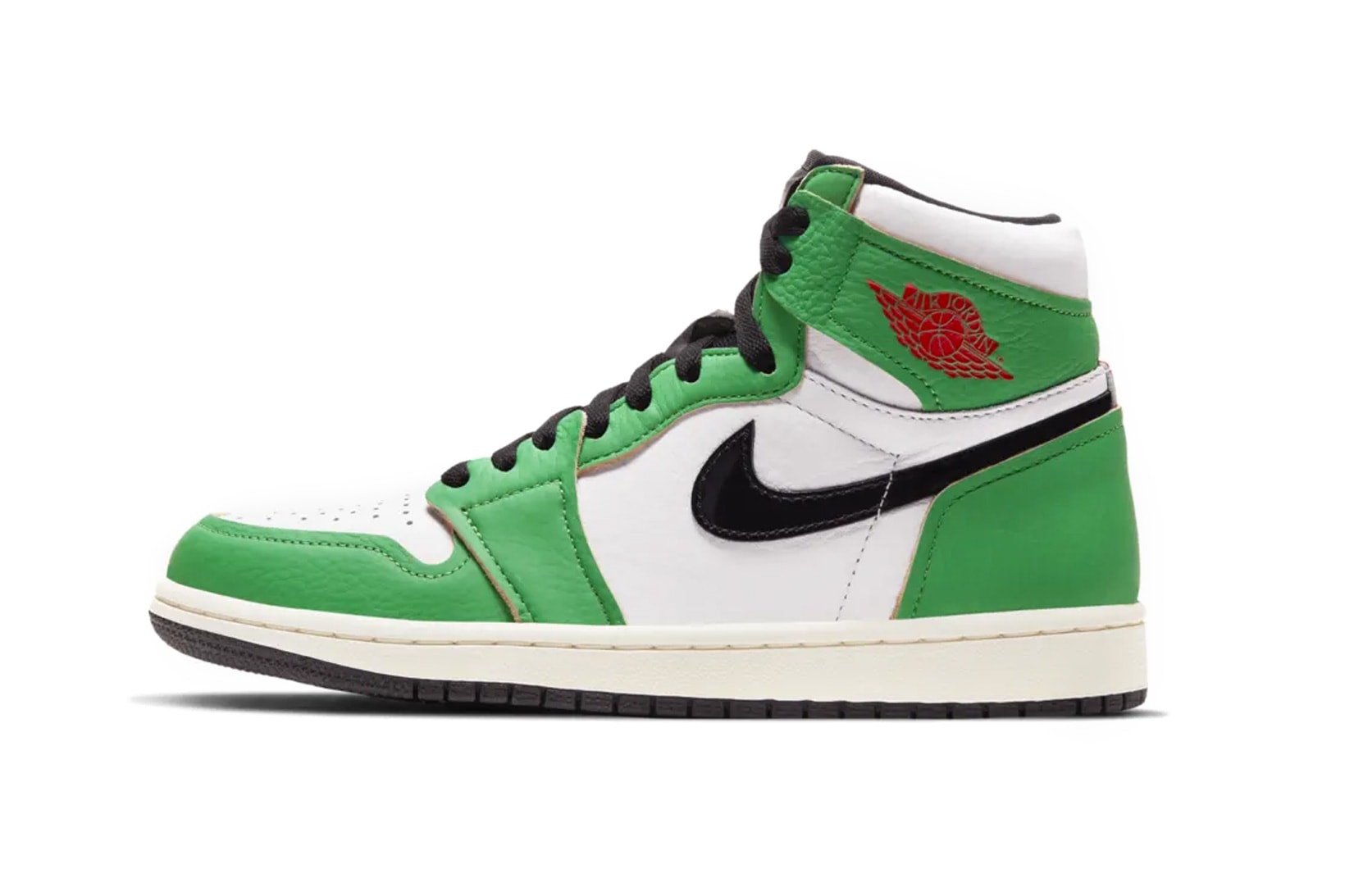 nike womens air jordan 1 aj1 high lucky green red white black boston sneakers release price info