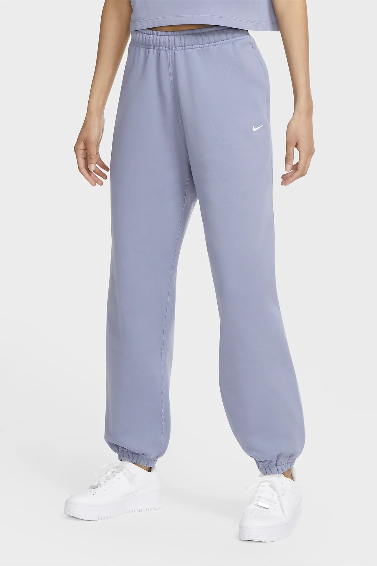 Nike Women Sportswear Fleece Wide-Leg Sweatpants in Grey, Diff