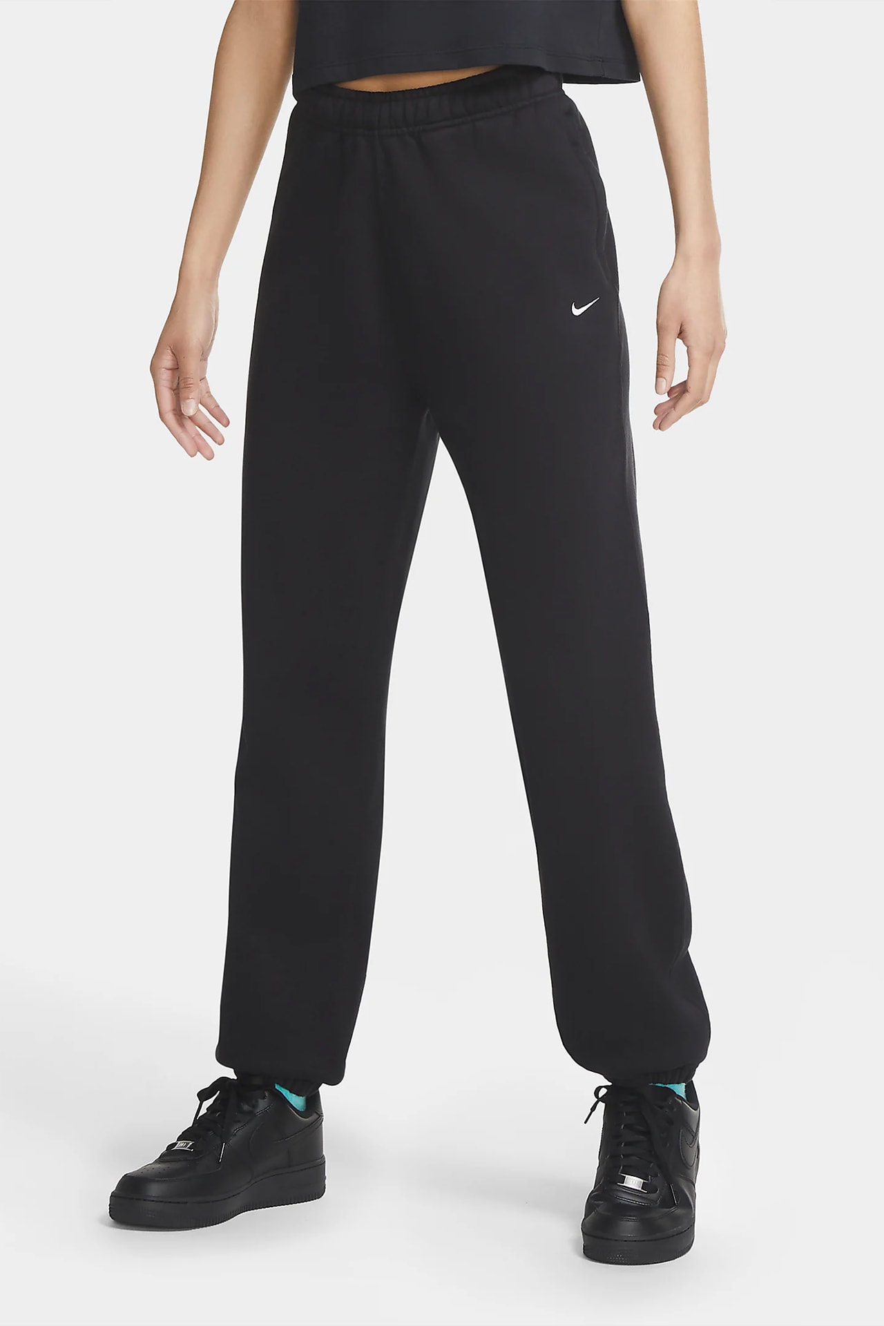 Nike NikeLab Women Fleece Sweatpants Swoosh Logo Black