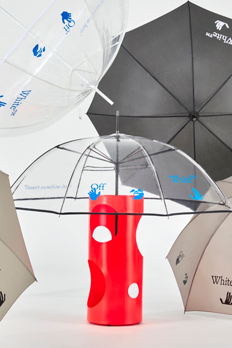 off-white homeware interior decor umbrellas bed linens blankets slippers virgil abloh release info