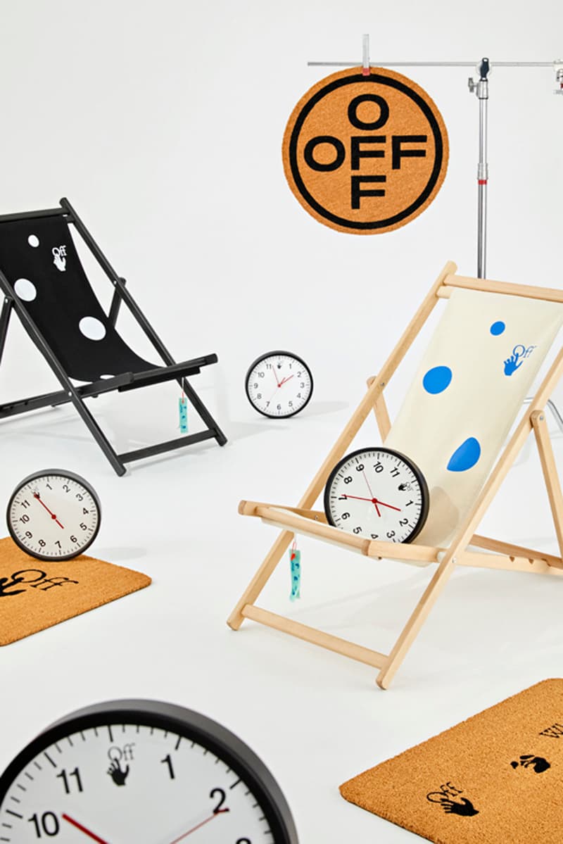 off-white homeware interior decor umbrellas bed linens blankets slippers virgil abloh release info