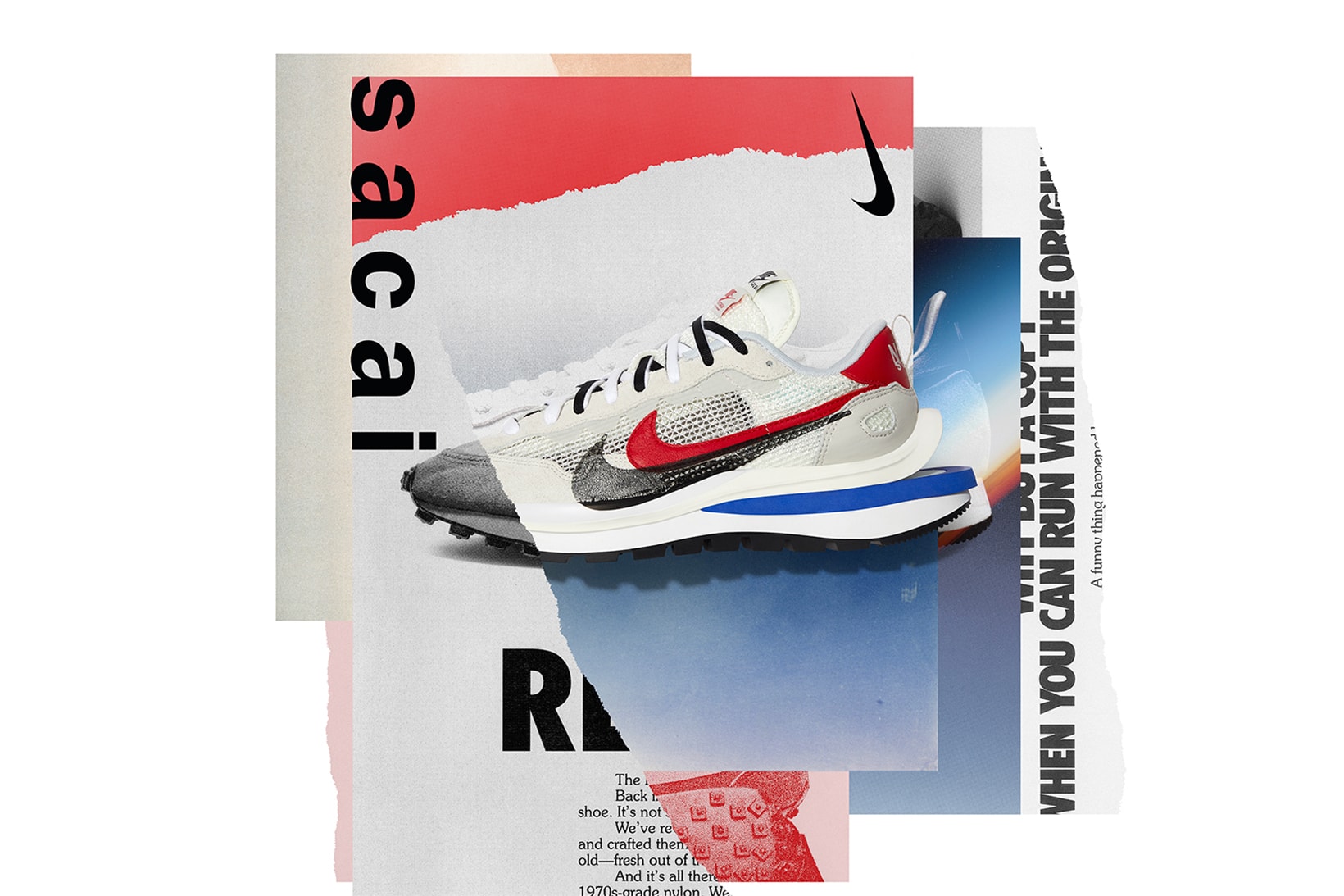 sacai nike vaporwaffle black summit white red blue burgundy sneakers collaboration release date info