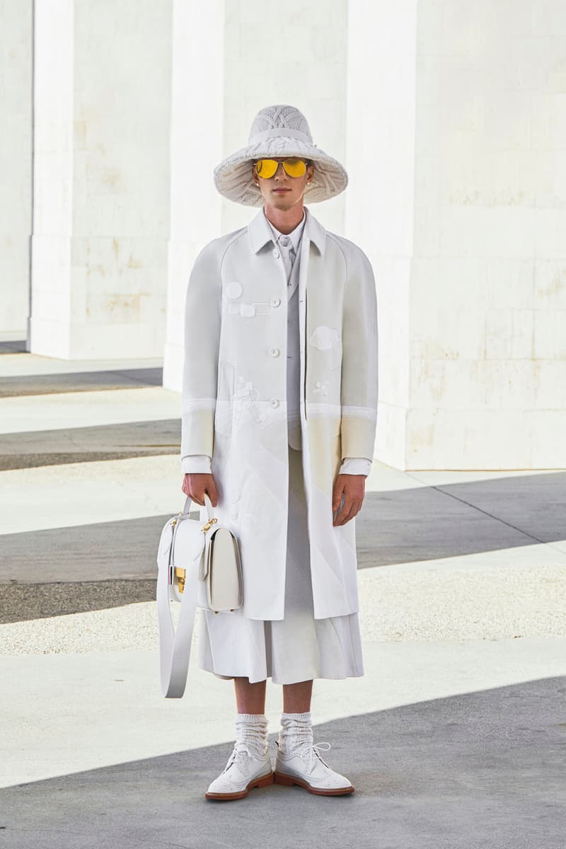 thom browne spring summer 2021 olympics all white oversized suits pleated skirts knitwear lookbook 