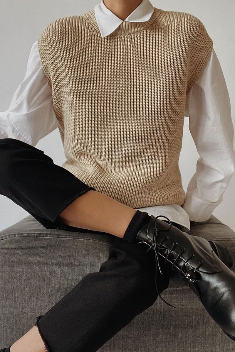 beige fall winter outfit style guide sweater vest white shirt modedamour