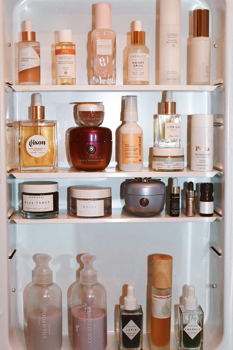 Beauty Cabinet Makeup Skincare Top Shelf Products Face Cream Mask Serum Moisturizer