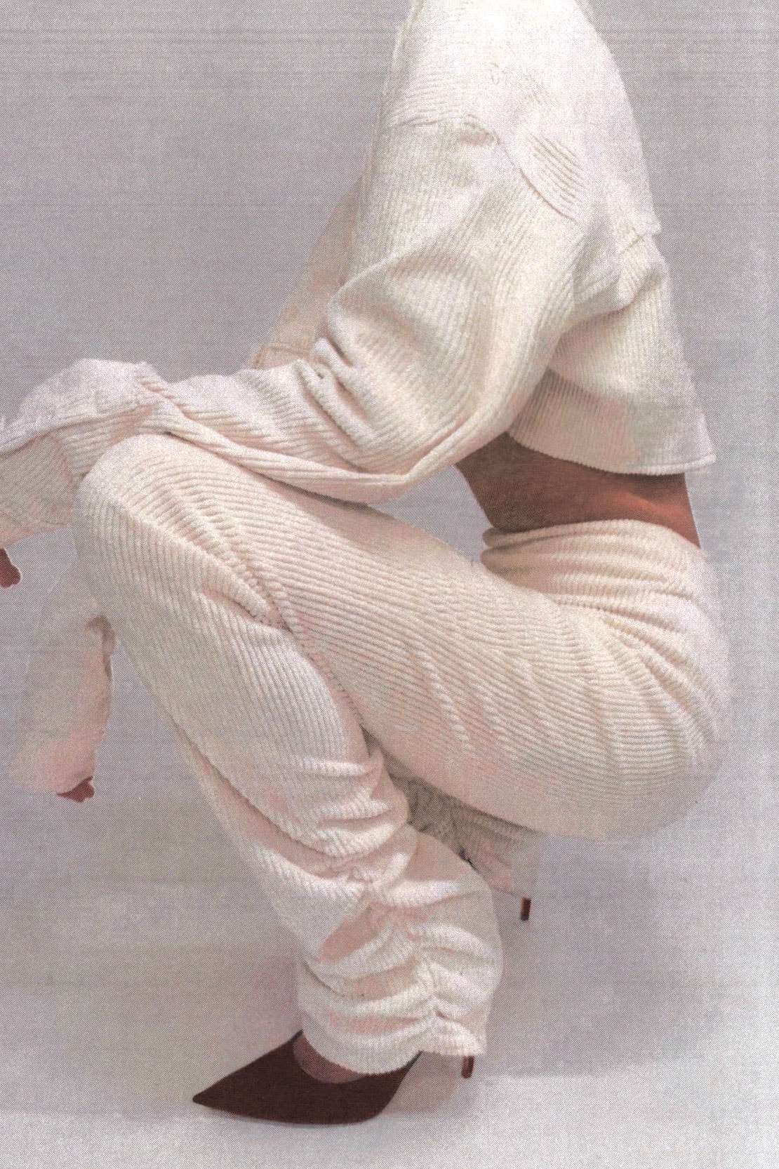 Danielle Guizio Velvet Ruched Leggings White Loungewear
