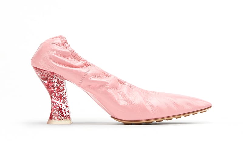Bottega Veneta Almond Pumps Glitter Heel Purple Pink
