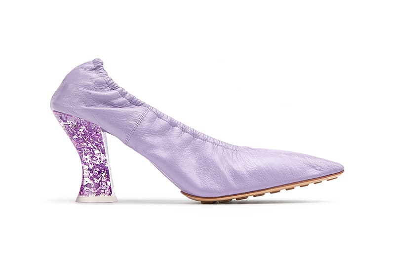 Bottega Veneta Almond Pumps Glitter Heel Purple Pink