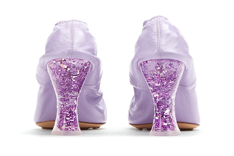 Bottega Veneta Almond Pumps Glitter Heel Purple Pink