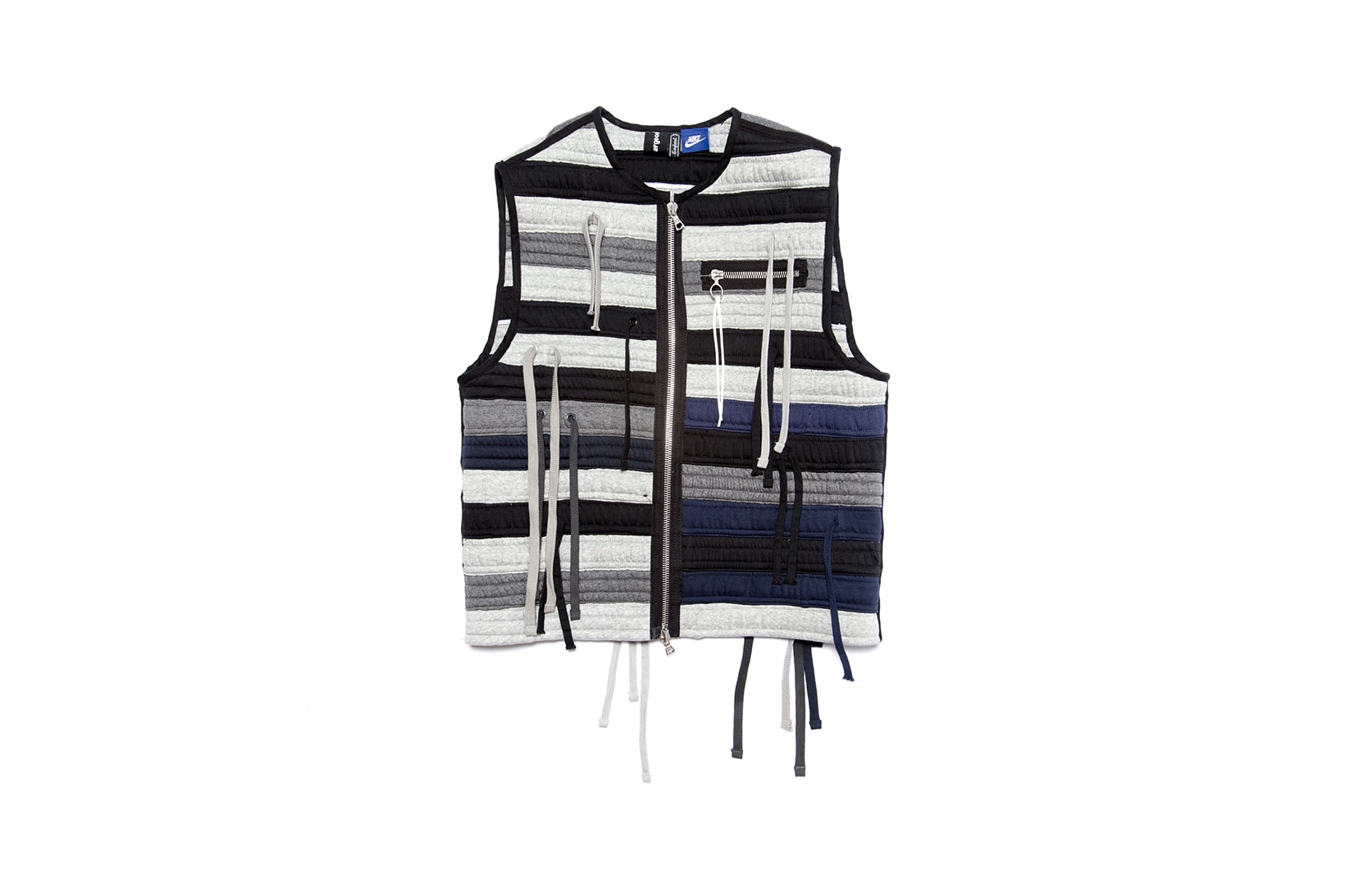 clothsurgeon nike waist band jacket vest reconstructed project sustainable navy blue white black
