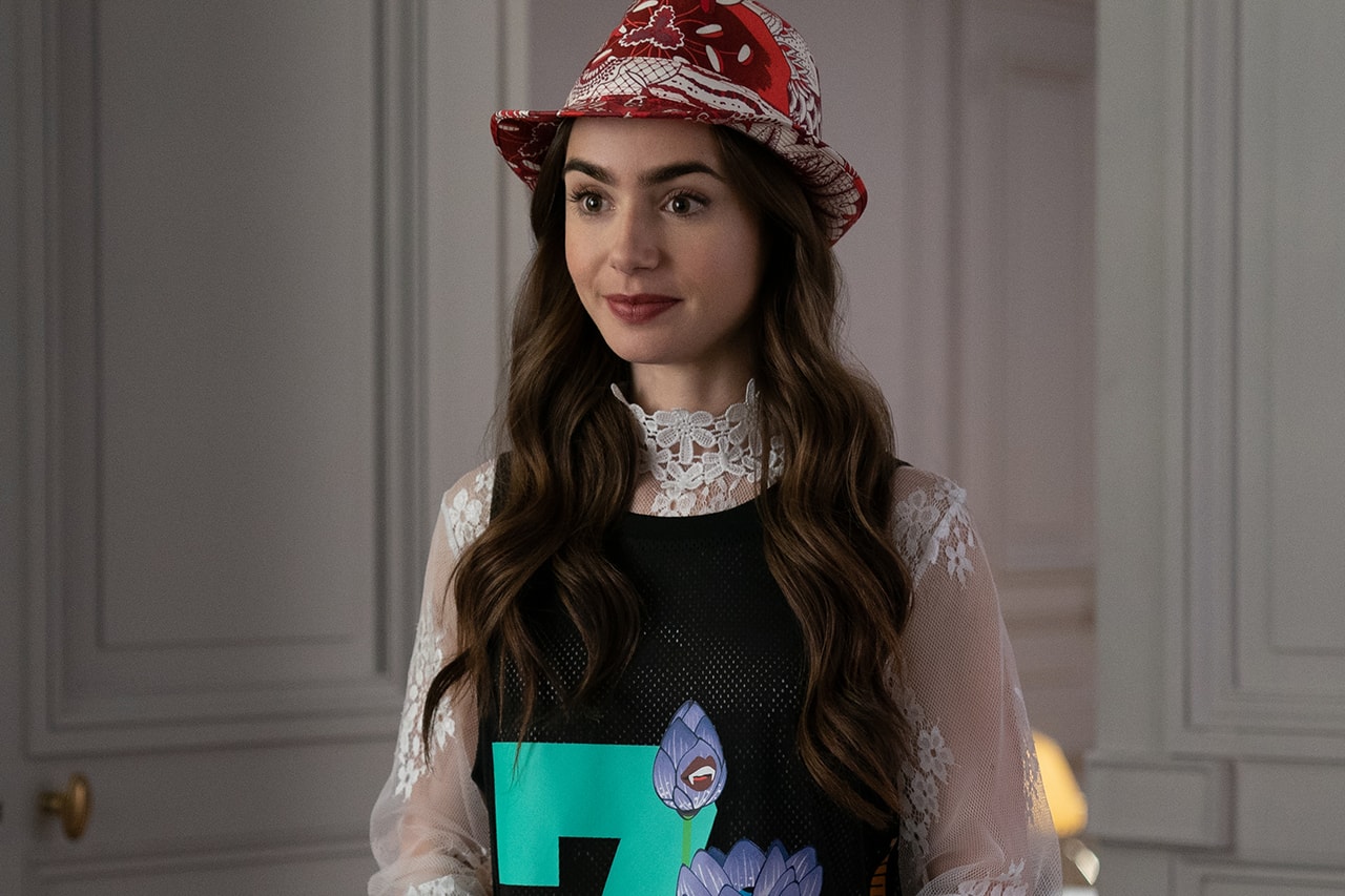 Emily in Paris Lily Collins Netflix TV Series Season 1 Fashion Hat Dress Shirt