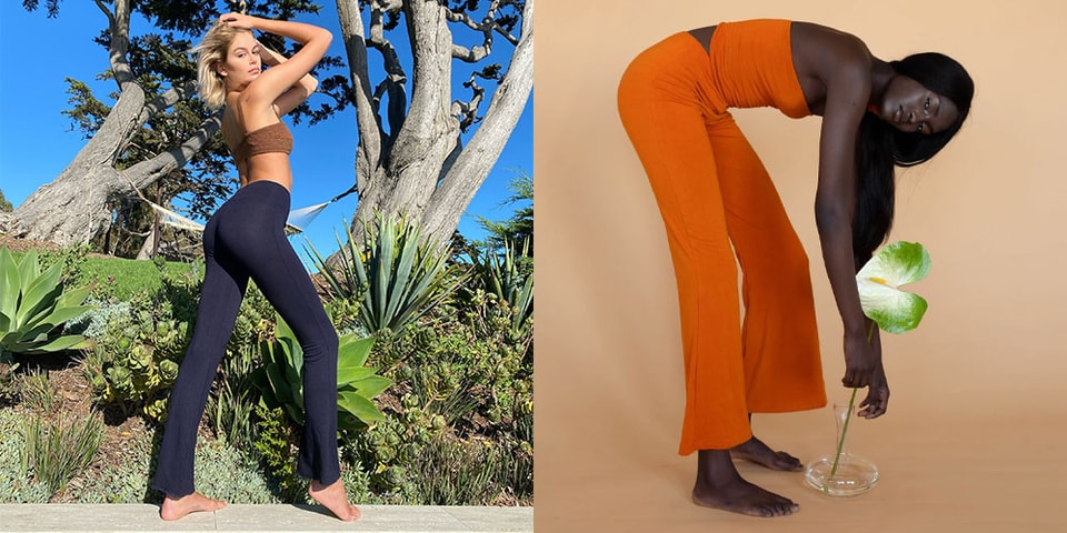 Slim High Rise Flared Yoga Pants Leggings with Side Slit Fitness