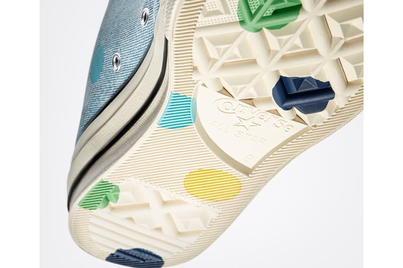 golf wang tyler the creator converse collaboration chuck 70 sneaker light blue polka dots colorway green red yellow white sneakerhead footwear shoes