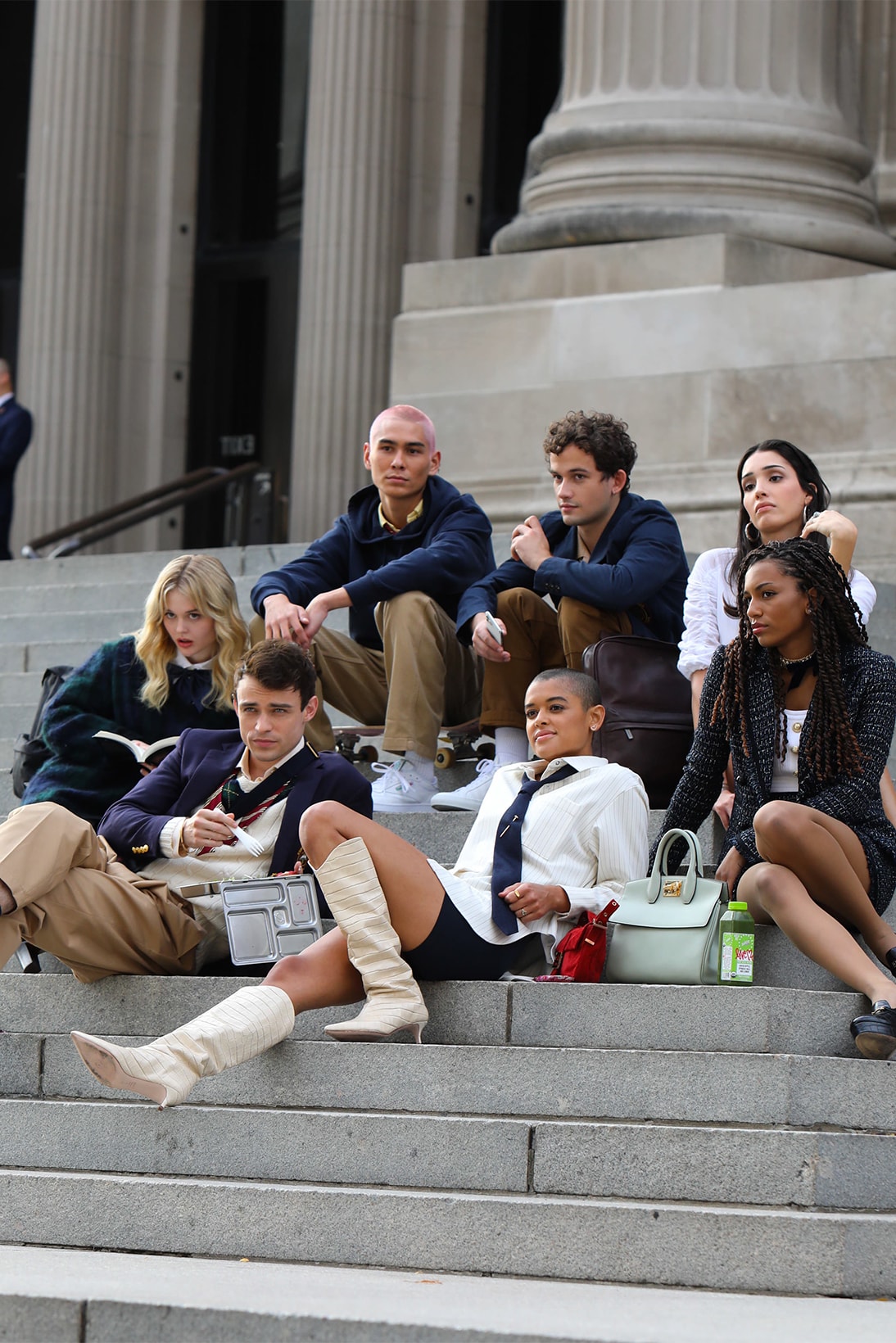 gossip girl reboot hbo max first look whitney peak eli brown on set production tv shows television new york city 