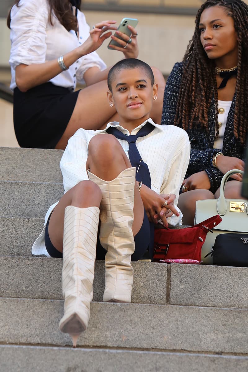 gossip girl reboot hbo max first look whitney peak eli brown on set production tv shows television new york city
