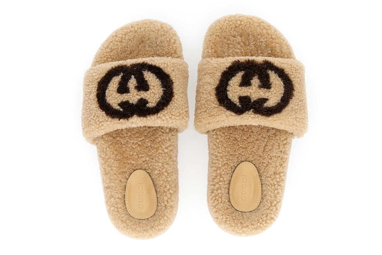 Gucci Eileen slides Shearling GG Logo Teddy Slippers Holiday 2020 Fall Winter Beige Brown