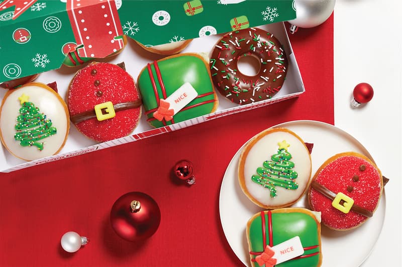 krispy kreme christmas holiday nicest doughnut collection santa belly festive tree free donuts delivery drivers