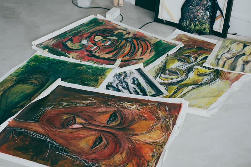 mizuki nishiyama artist paintings studio artworks floor