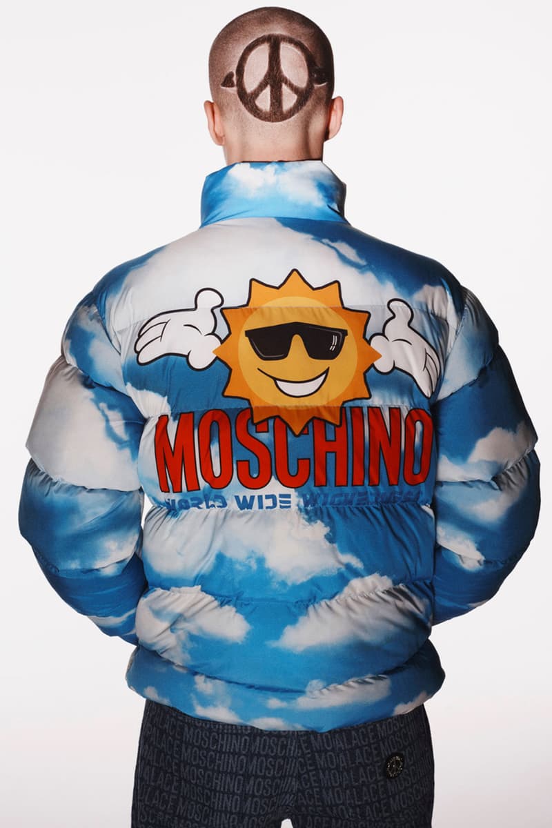 moschino palace skateboards collaboration helmet denim jeans jackets puffer drop release date