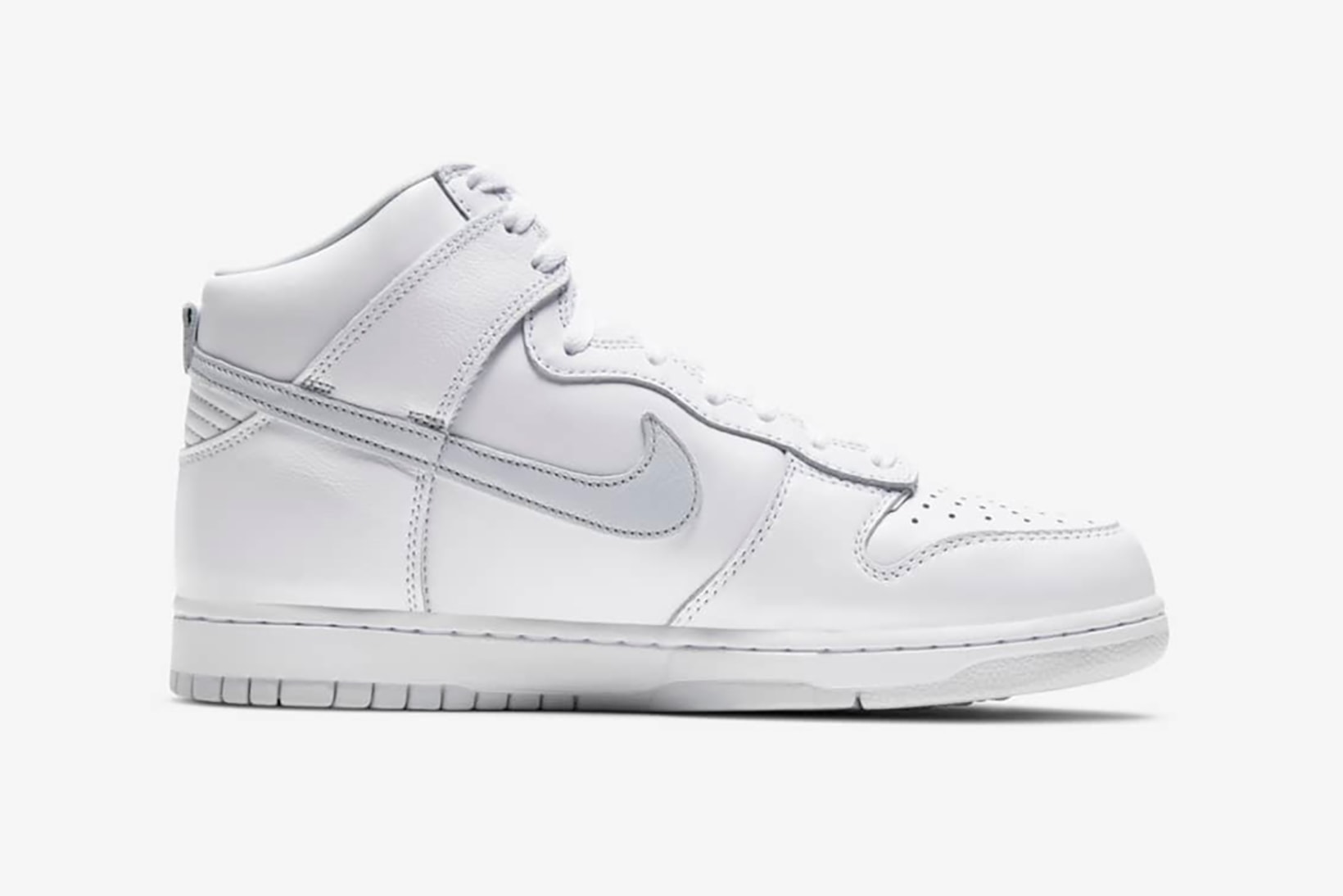 nike dunk high sneakers white silver gray pure platinum colorway sneakerhead footwear shoes