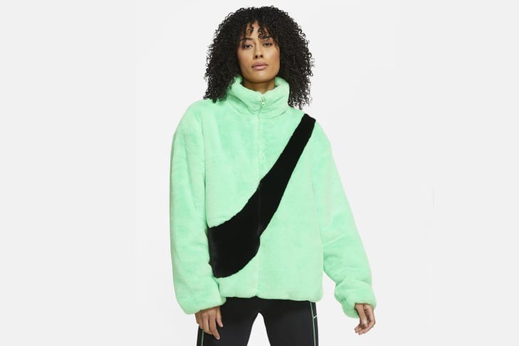 Nike Faux Fur Jacket in Mint Green 