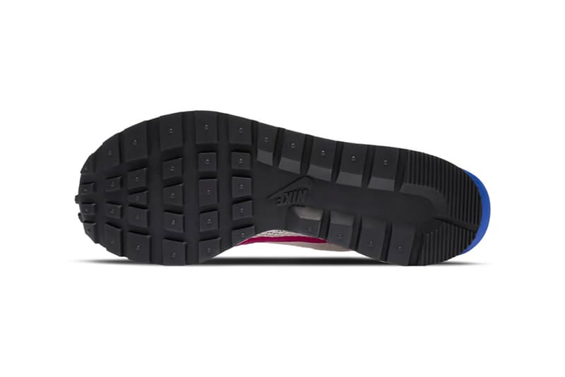 sacai nike collaboration vaporwaffle sneakers black white pink blue colorway sneakerhead footwear shoes chitose abe