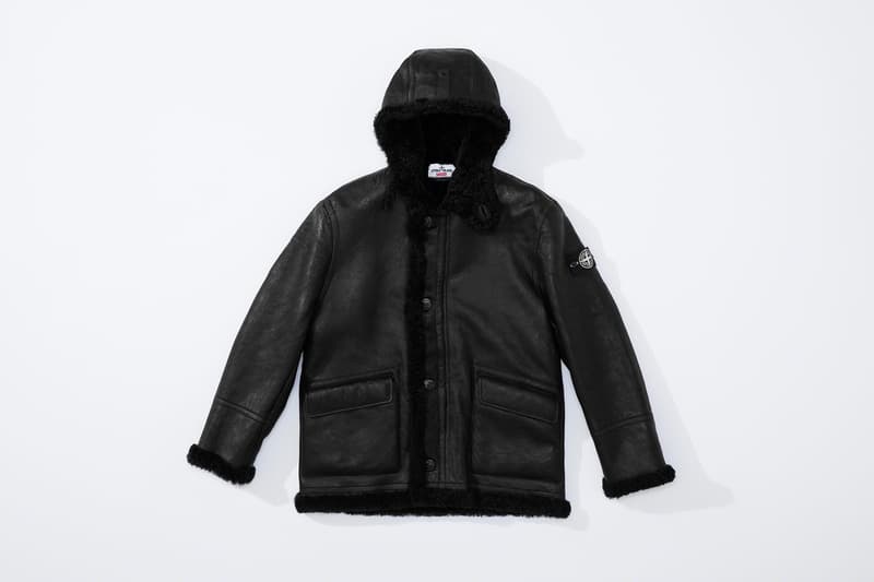 supreme stone island fall collaboration outerwear jackets hoodies bucket hats white black orange