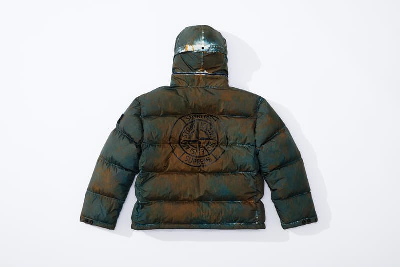 supreme stone island fall collaboration outerwear jackets hoodies bucket hats white black orange