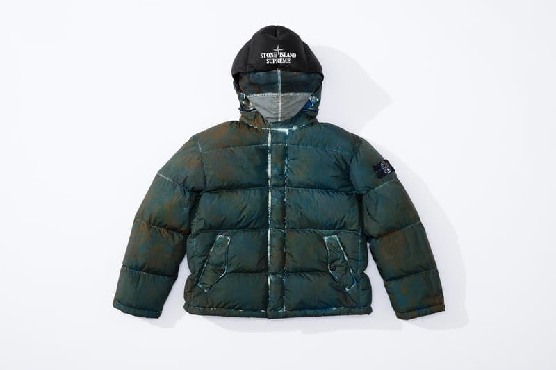 supreme stone island fall collaboration outerwear jackets hoodies bucket hats white black orange