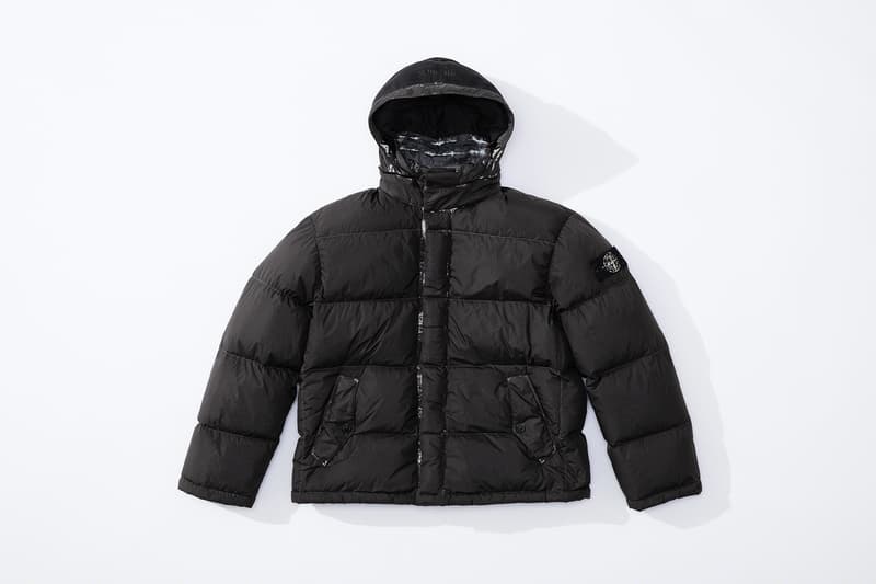 supreme stone island fall collaboration outerwear jackets hoodies bucket hats white black orange