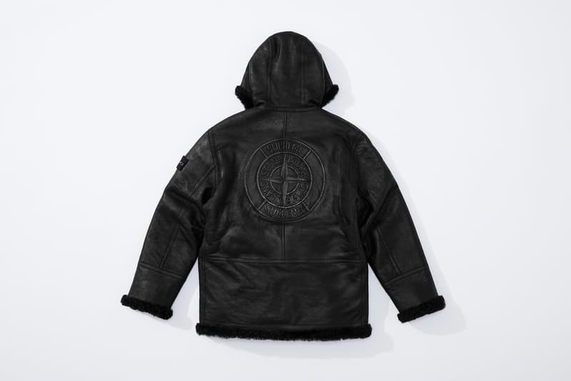 supreme stone island fall collaboration outerwear jackets hoodies bucket hats white black orange