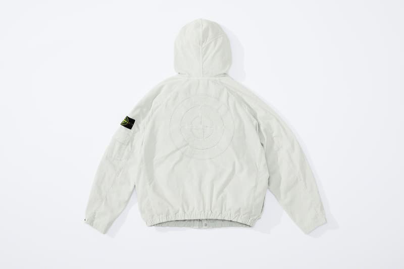 supreme stone island fall collaboration outerwear jackets hoodies bucket hats white black orange