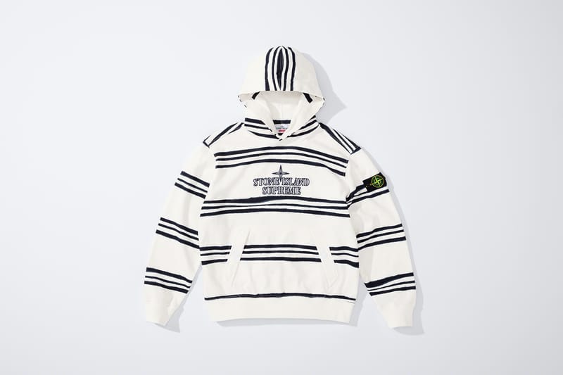 supreme x stone island hoodie white