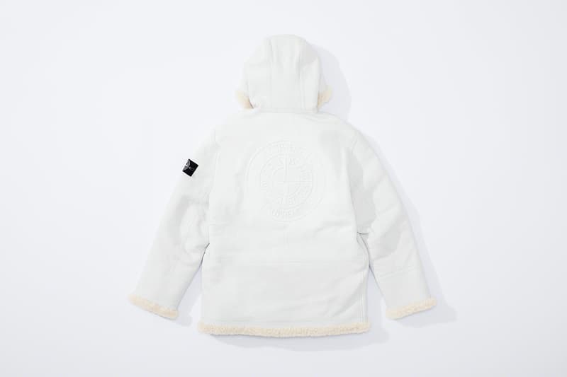 supreme stone island fall collaboration outerwear jackets hoodies bucket hats white black orange