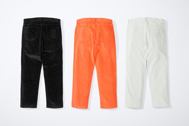 supreme stone island fall collaboration outerwear jackets hoodies bucket hats white black orange
