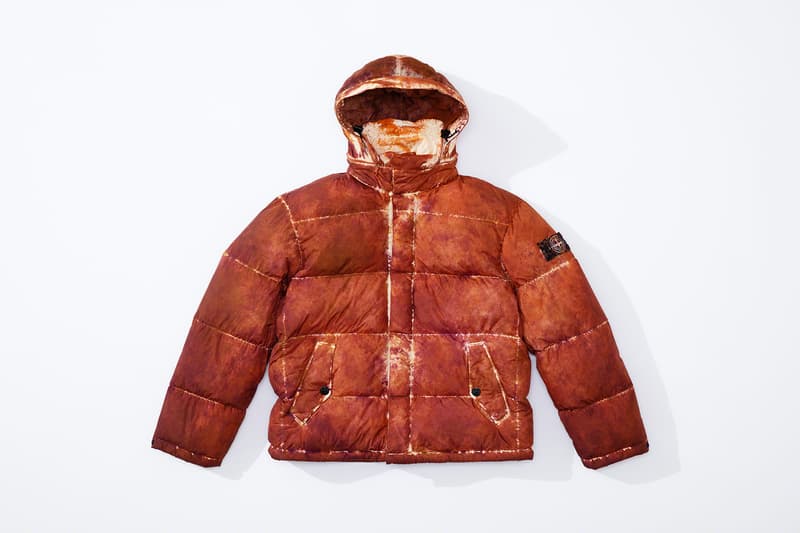 supreme stone island fall collaboration outerwear jackets hoodies bucket hats white black orange