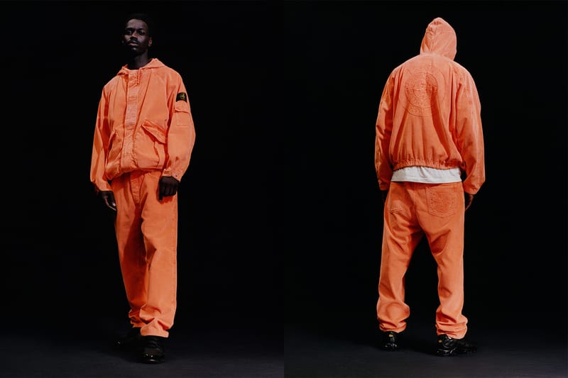 supreme stone island orange hoodie