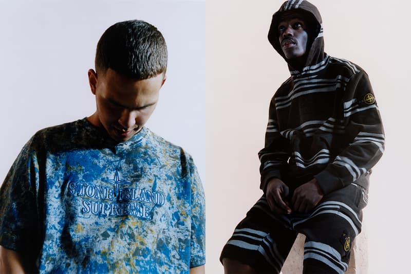 supreme stone island fall collaboration outerwear jackets hoodies bucket hats white black orange