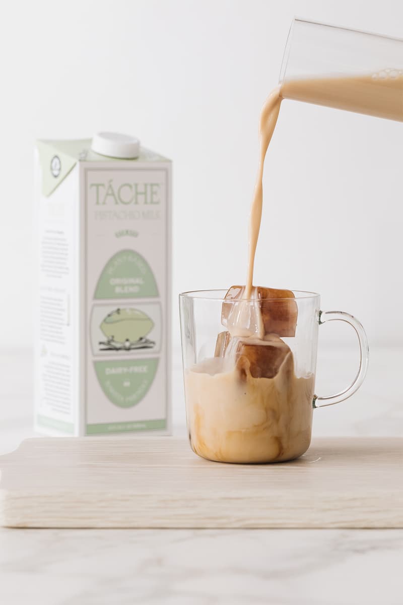 tache pistachio milk original blend unsweetened dairy free alternative green coffee fruits cake organic food drinks health natural