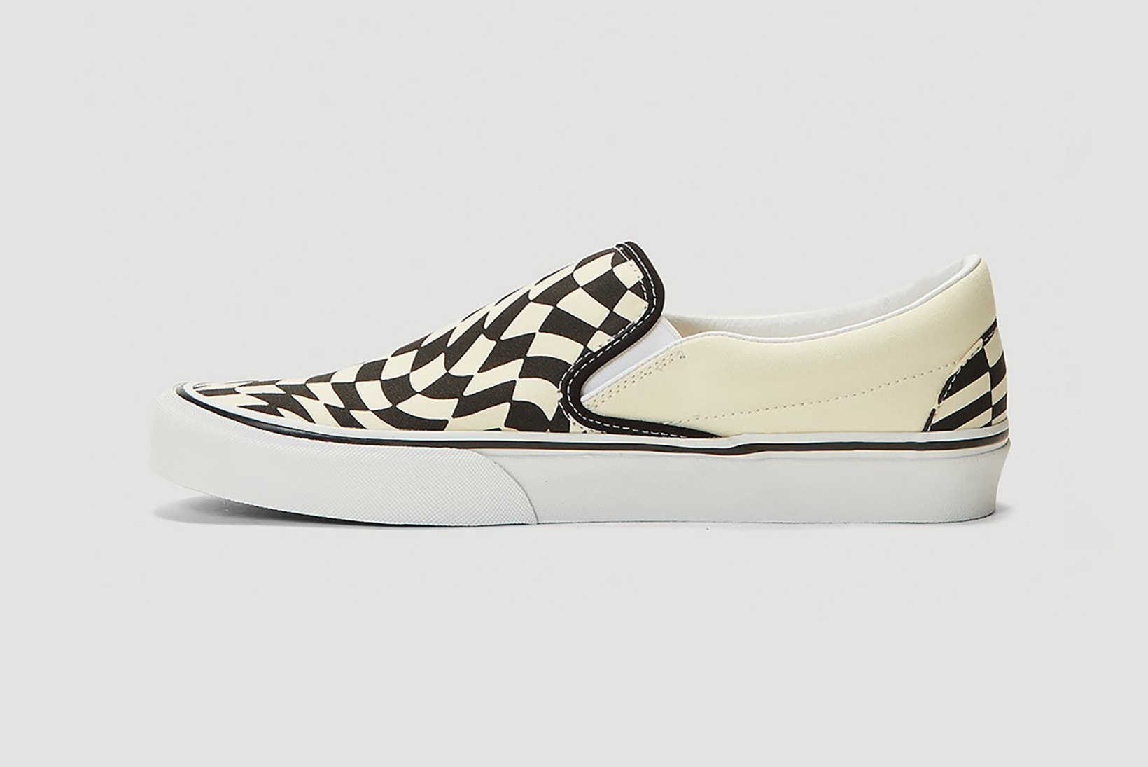 vans checkerboard slip on twist sneakers white cream black colorway sneakerhead footwear shoes