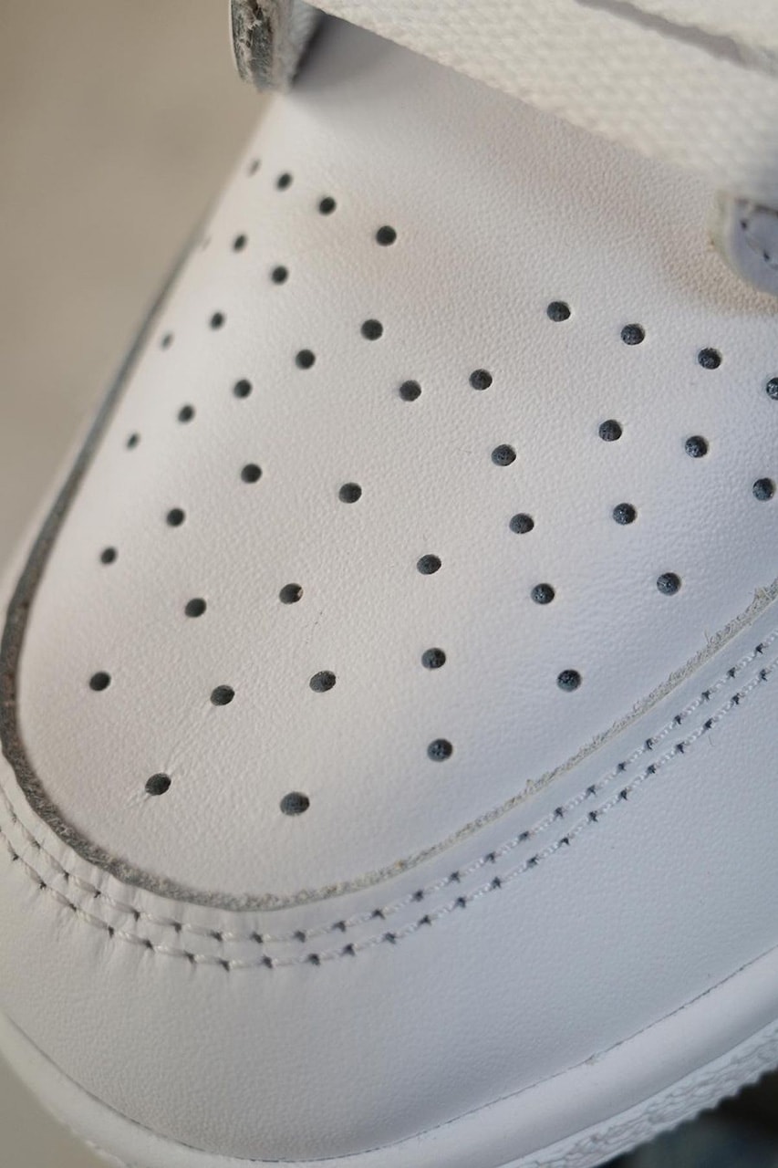 nike air jordan 1 high 85 neutral gray grey sneakers details close up toe box