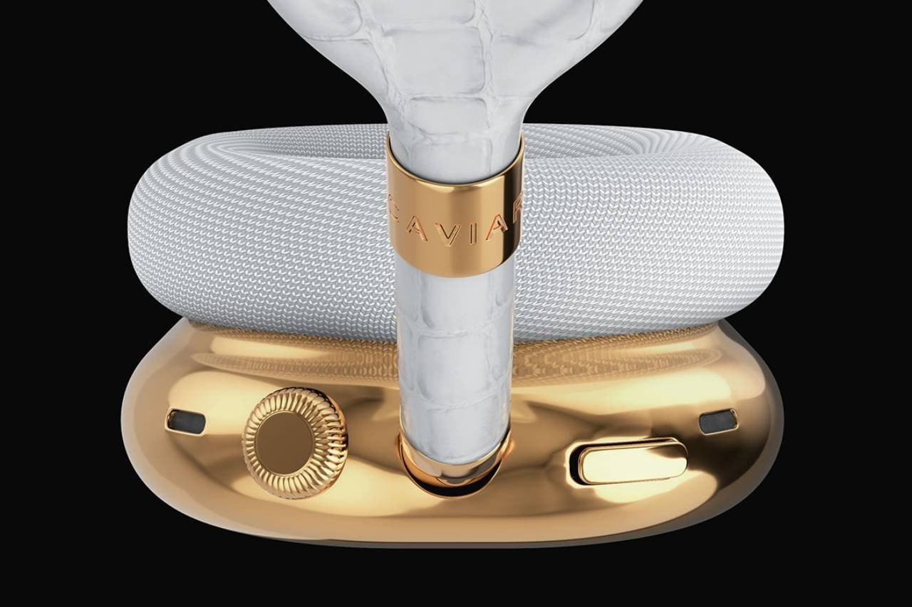 apple airpods max gold plated headphones caviar custom white cup cushion