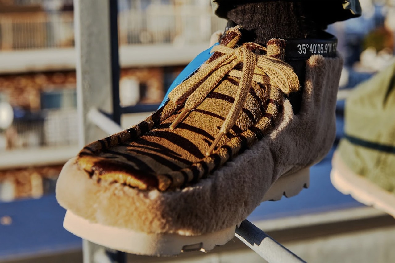 atmos tokyo clarks originals wallabee gen boots maple tiger black tiger animal print faux fur winter release