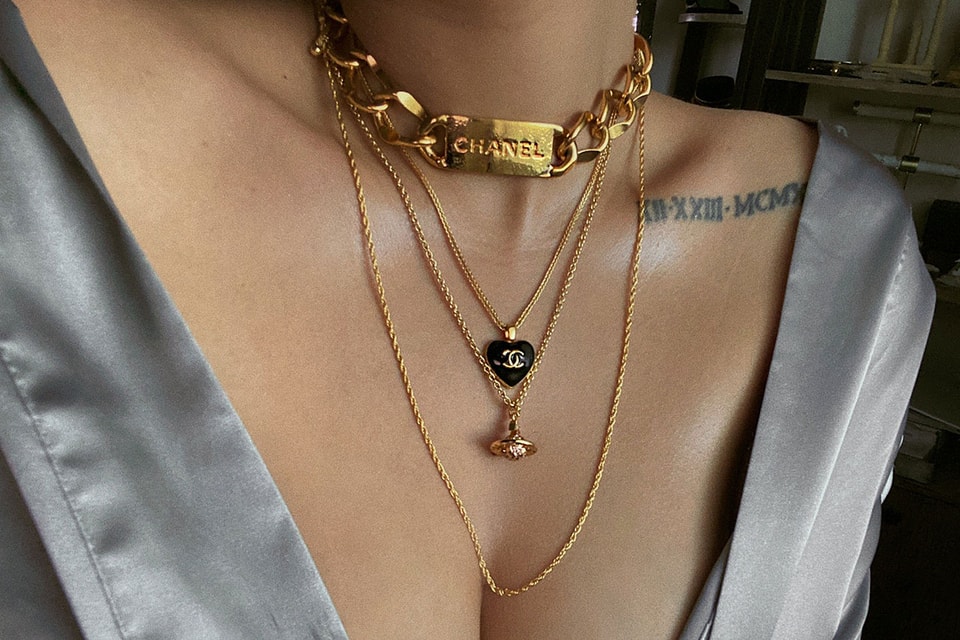 chanel upcycled necklace