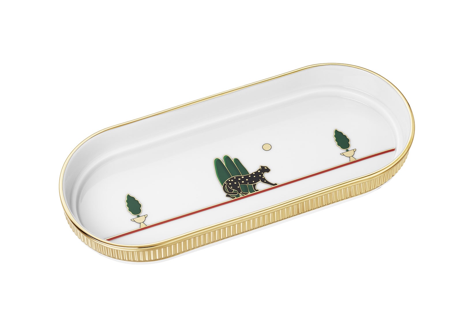 cartier luxury home objects decor collection holiday christmas porcelain trinket tray panthere
