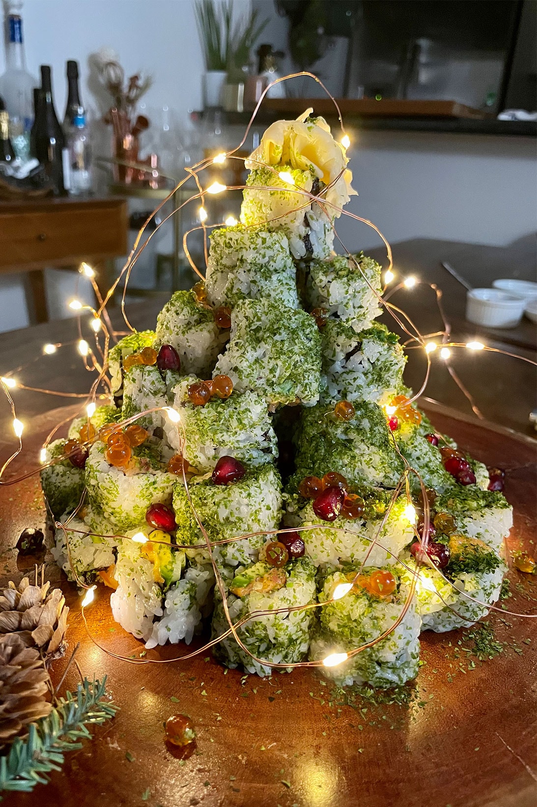 how to make sushi rolls christmas tree recipe holiday food cooking menu ideas tutorial mokbar ms yoo esther choi