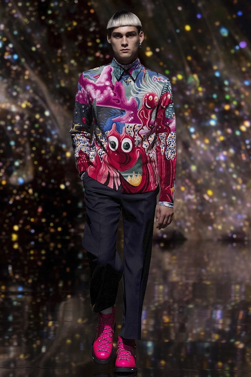 Kim Jones Dior Men's Fall 2021 Collection Collaboration Kenny Scharf Fashion Show Digital Accessories Lookbook