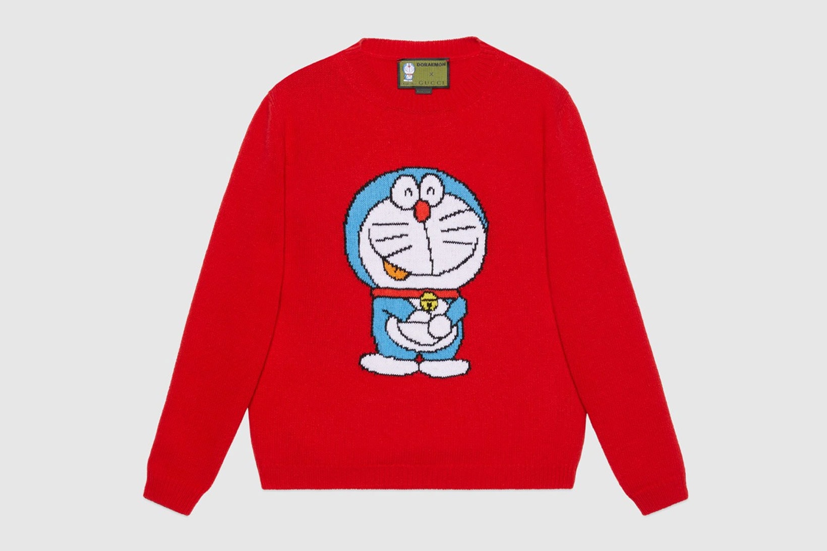 gucci doraemon capsule collaboration collection gg white hoodie red sweater knit