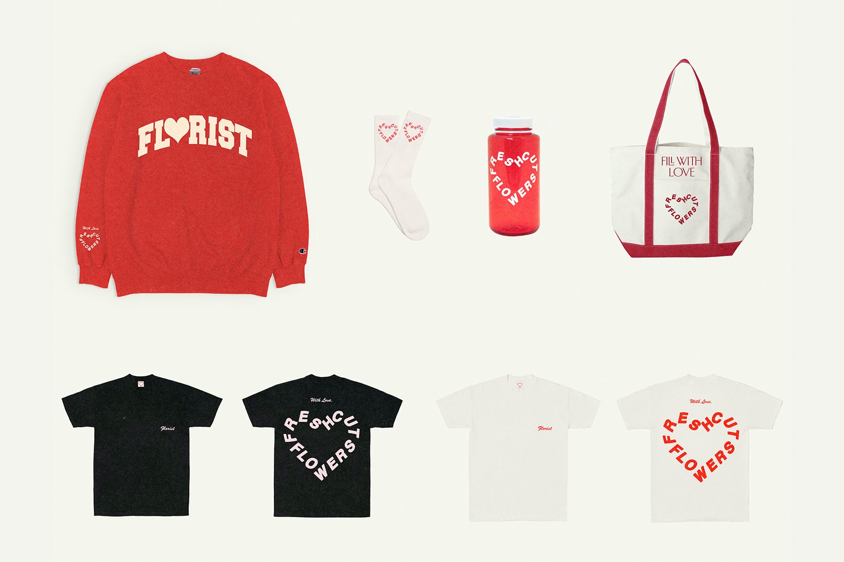 fresh cut flowers valentines day vtines hearts red sweatshirt t-shirts tote bags