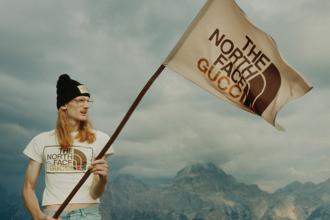 Gucci x The North Face Collaboration Collection Outerwear Label Campaign Where to Buy Release Date Tent Hiking Boots Jackets ECONYL